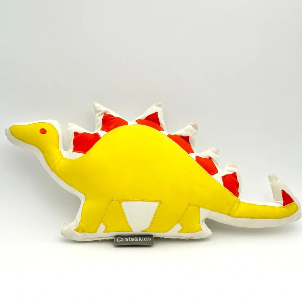Crate & Barrell Kids Dinosaur Orange & Yellow Stegosaurus Pillow